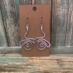 Hammered Sterling Silver Swirl Dangle Earrings